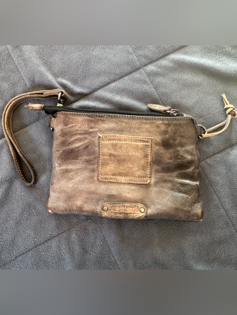 BED|STU Distressed Brown Leather Wristlet with Removable Strap - Picture 2 of 7